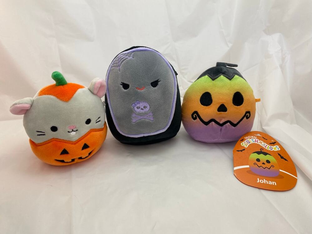 Squishmallow Halloween Plush Set of 3 Johan Jack O Lantern NWT Gilles Bramble
